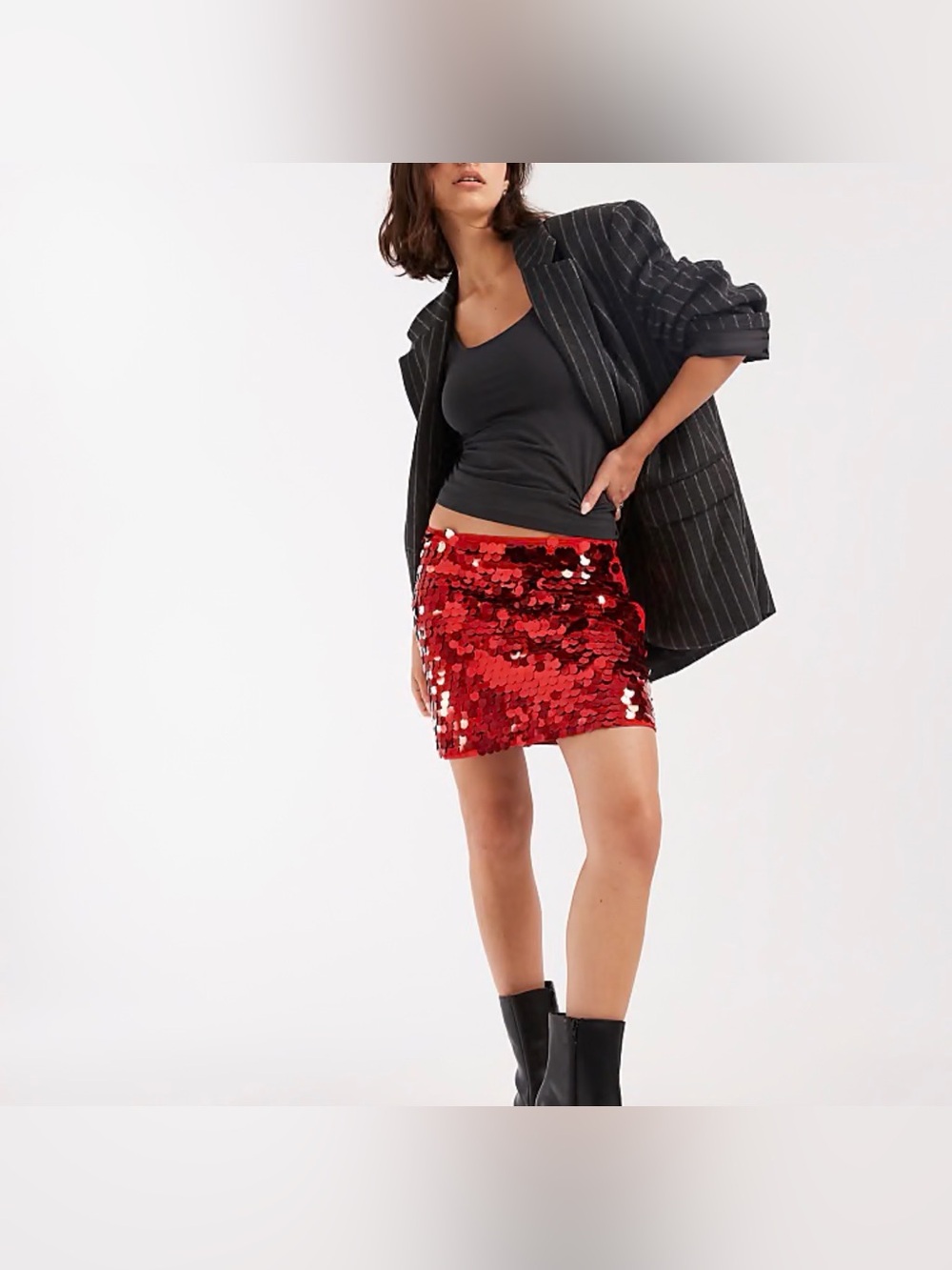 MANER RED SEQUIN MINI SKIRT 🍒